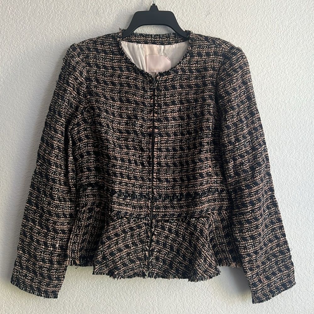 Rebecca Taylor Multi Tweed Ruffle Blazer, NWT, Size 10 - Picture 8 of 13